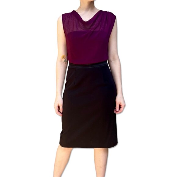 Narciso Rodriguez Purple and Black  Cowl NeckPencil Skirt Dress Contrast Size 8 - Picture 1 of 5
